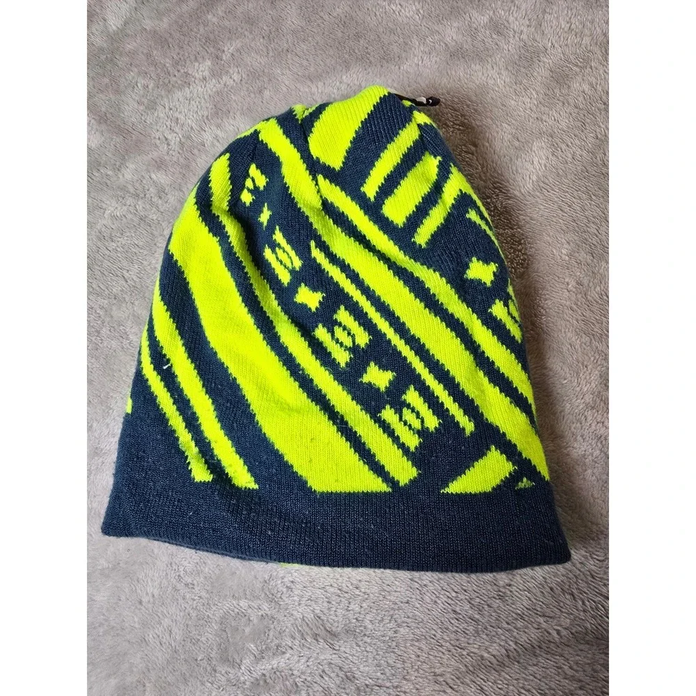 Under‎ Armour Youth Beanie Hat OSFA Blue Neon Yellow Knit Winter Cap